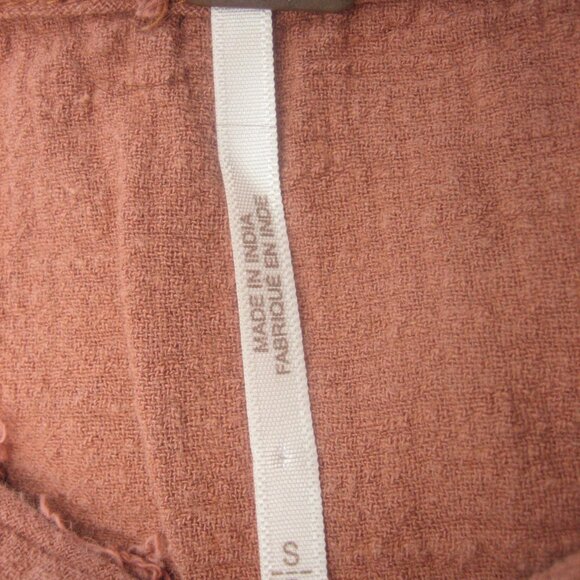 Free People Blouse Small Oversized Cotton Soft Muted Peach Raw Hem Asymmetrical - Picture 4 of 5